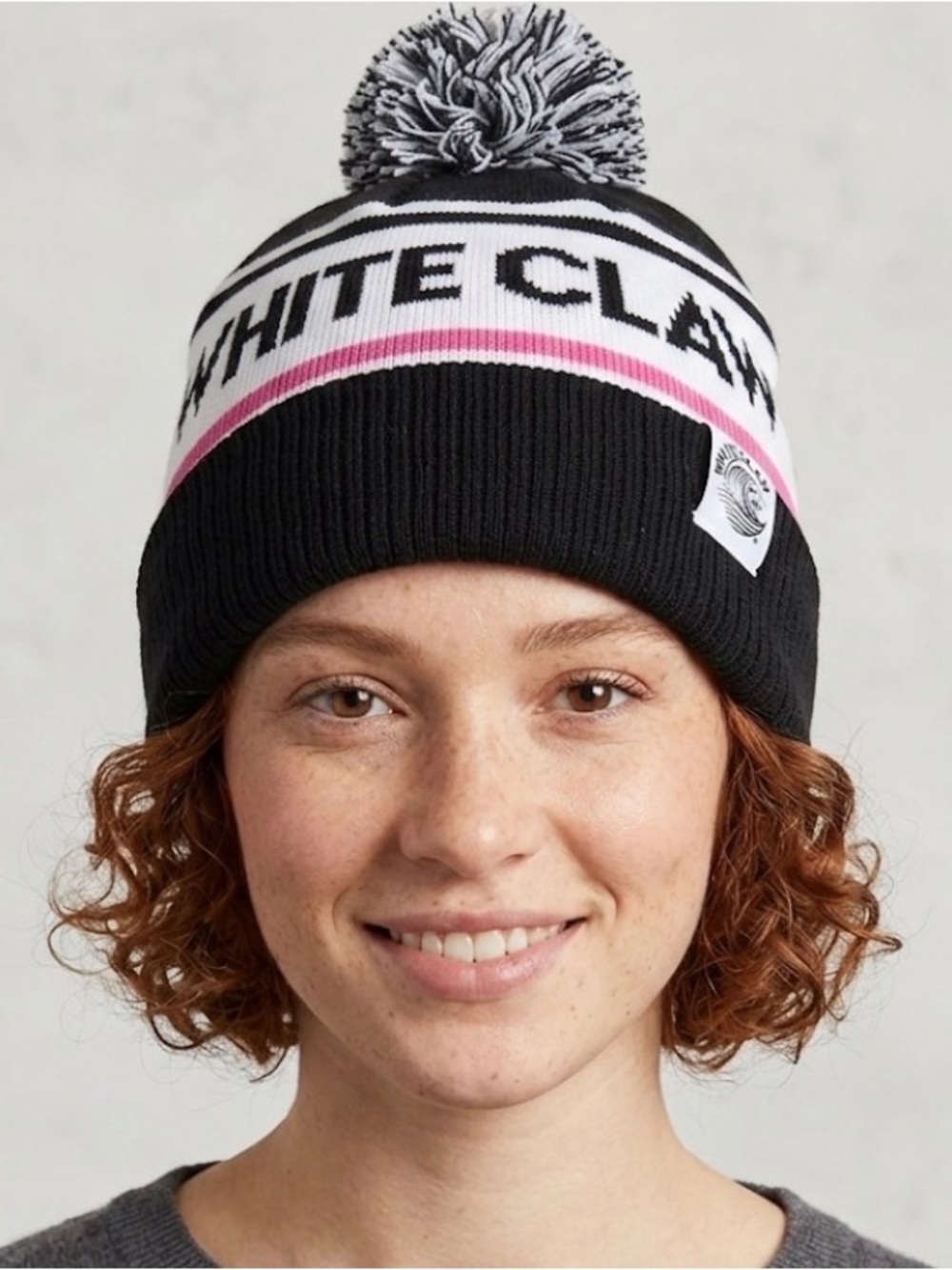 NWT White Claw Black and White Pom Pom Toque